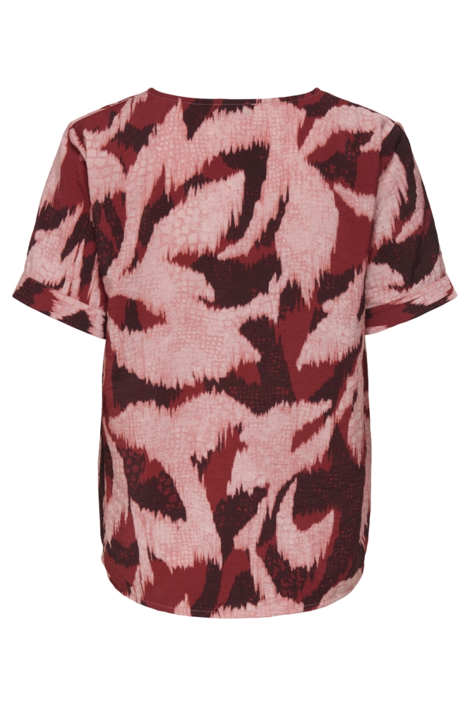 JDYMILES CAMILLE S/S V-NECK TOP WVN 15358958 KARANDA RED/DUSTY ROSE
